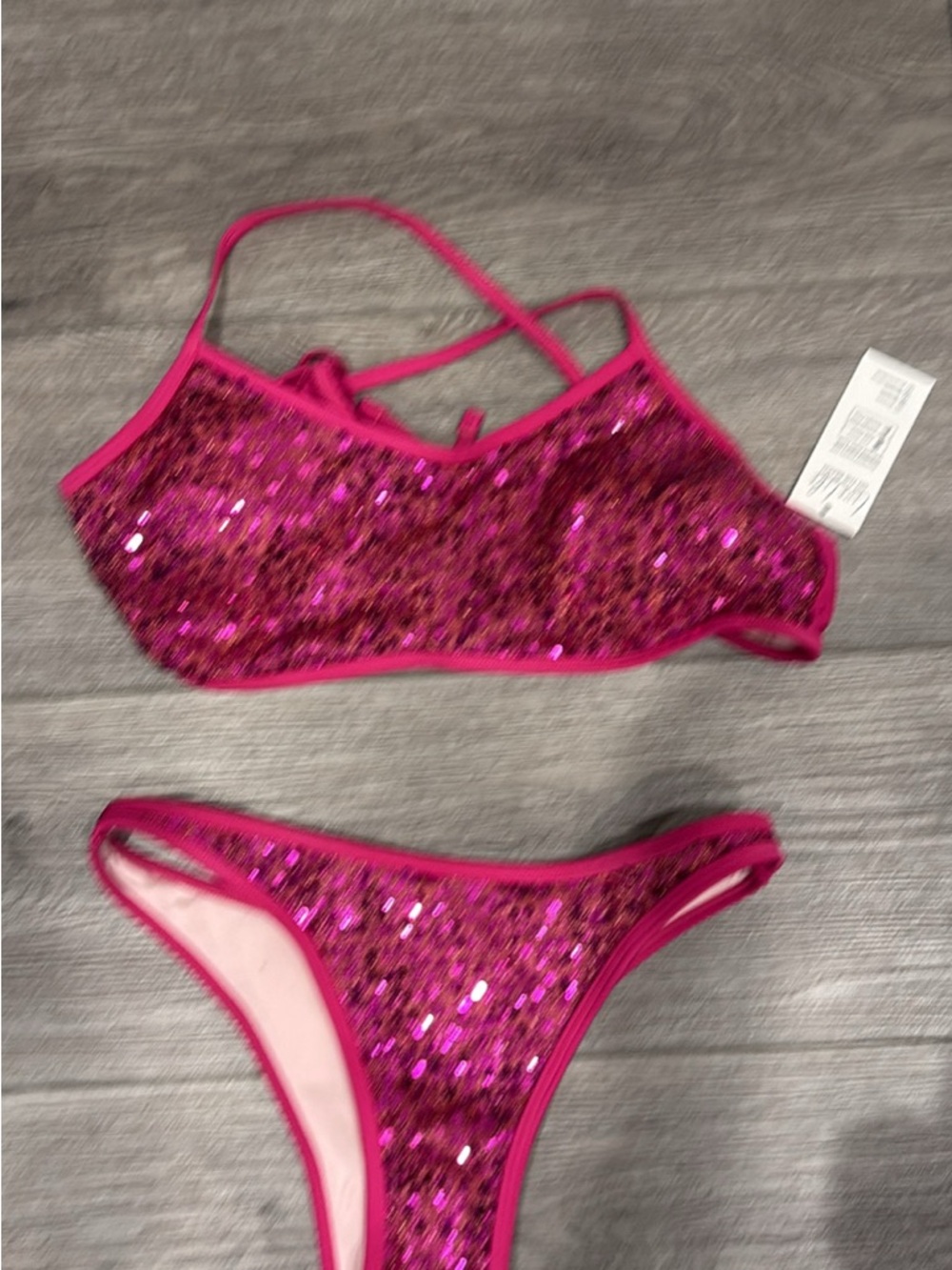Cupshe Fuchsia Sequin Two-Piece Swim Bikini